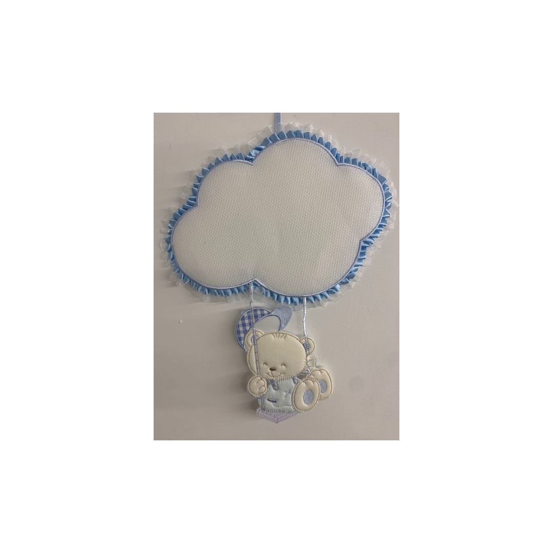 Fiocco nascita nuvoletta altalena azzurro - immagine 2