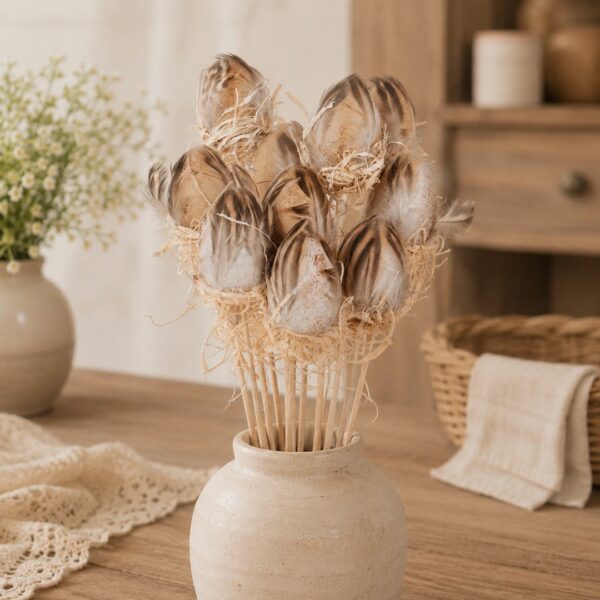 Pick uovo con piume chiaro