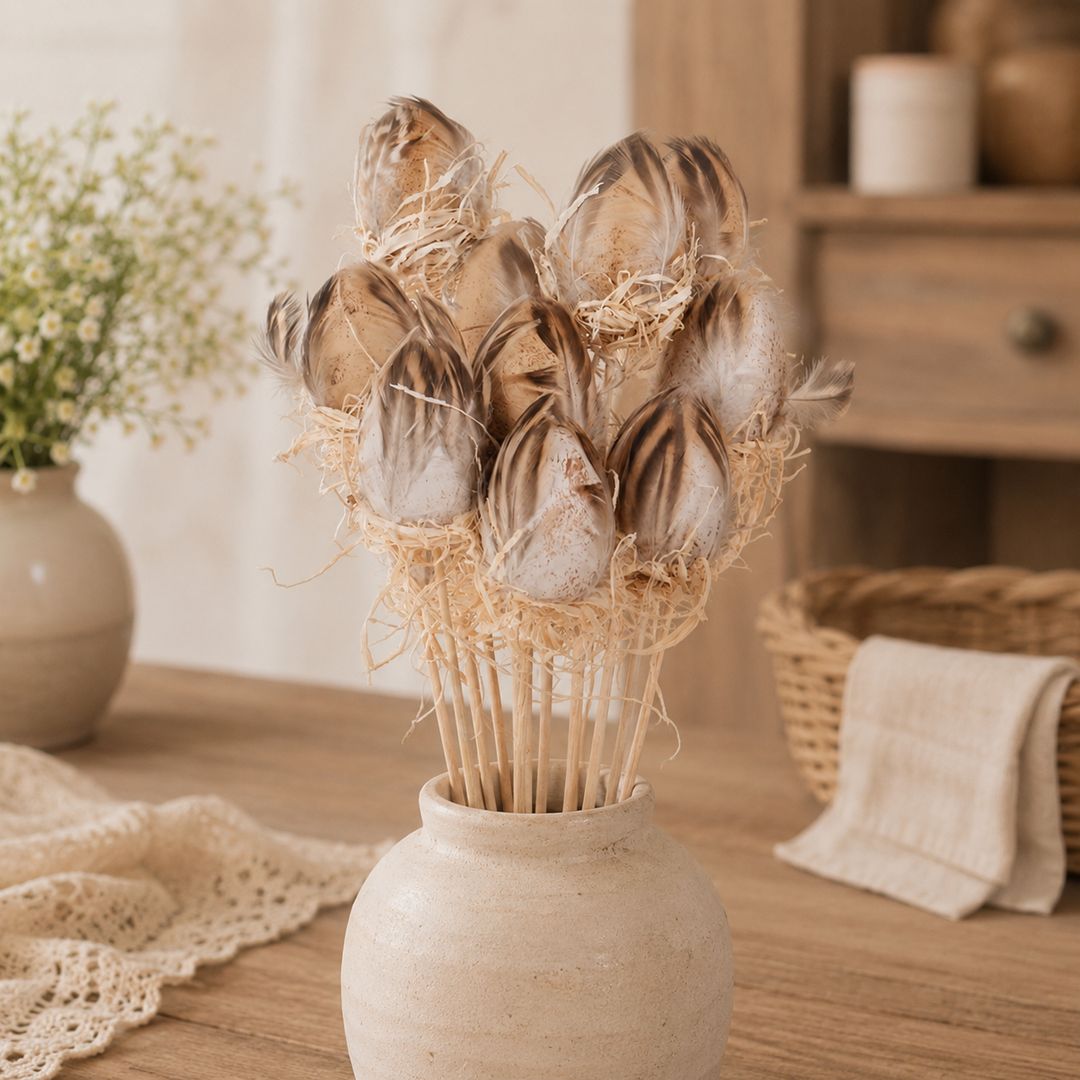 Pick uovo con piume chiaro