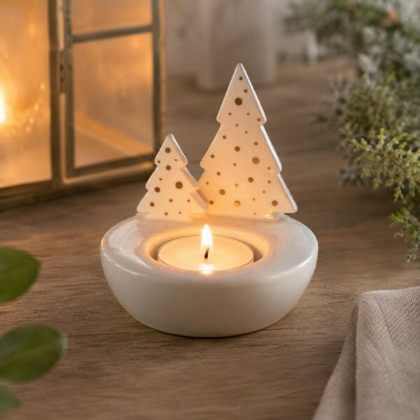 Porta tealight Alberi pois