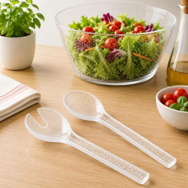Posate per insalata Memento bianco trasparente