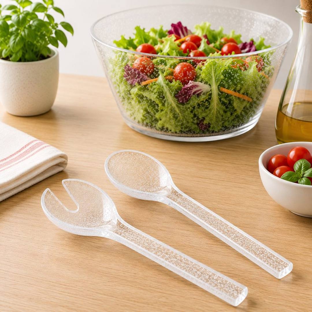 Posate per insalata Memento bianco trasparente