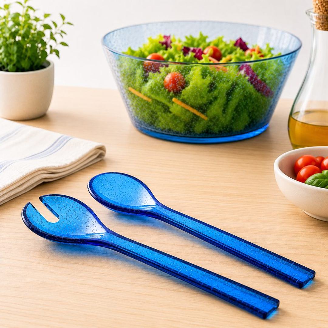 Posate per insalata Memento deep blue