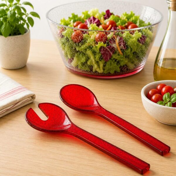 Posate per insalata Memento red