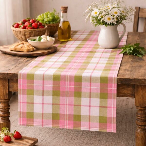 Runner tartan rosa-verde