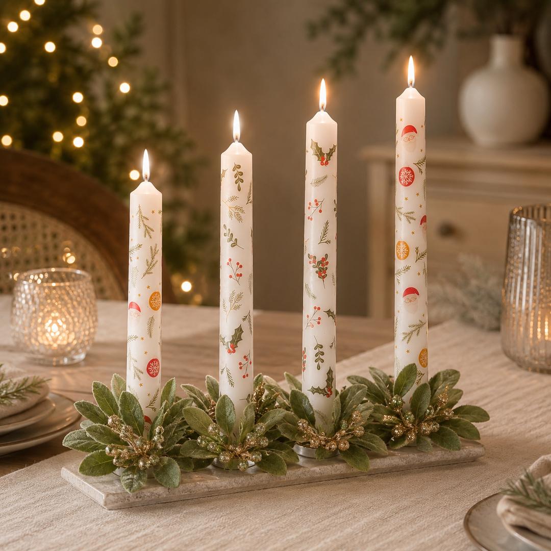 Scatola 4 candele Babbi e Agrifoglio