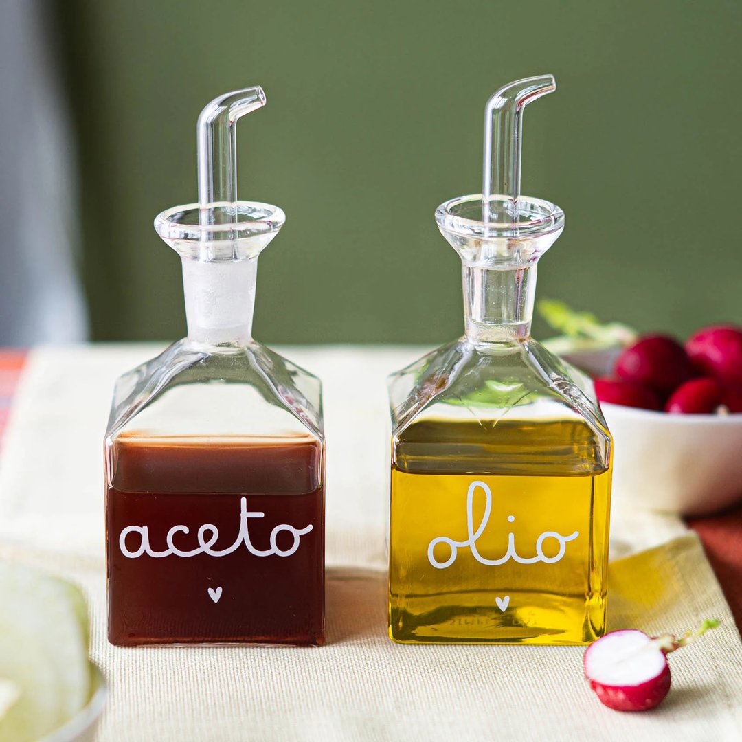 Set Ampolle quadrate olio - aceto cuore