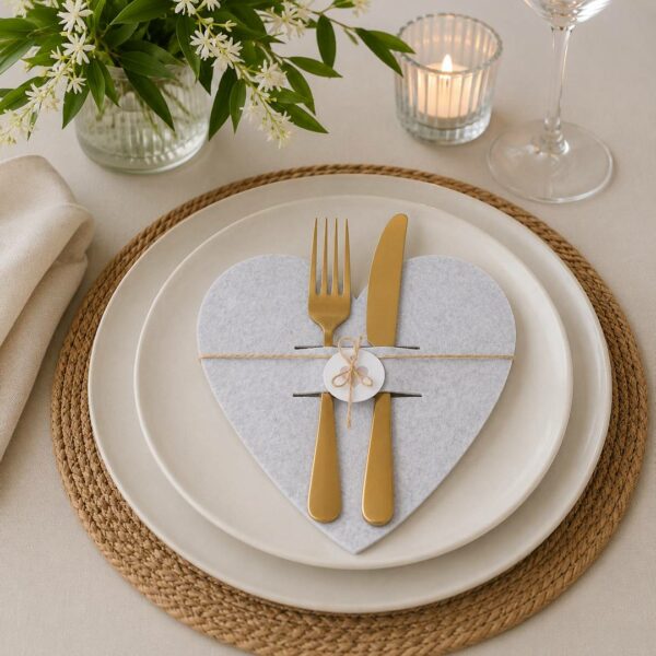 Set di 4 portaposate Hearty grigio chiaro