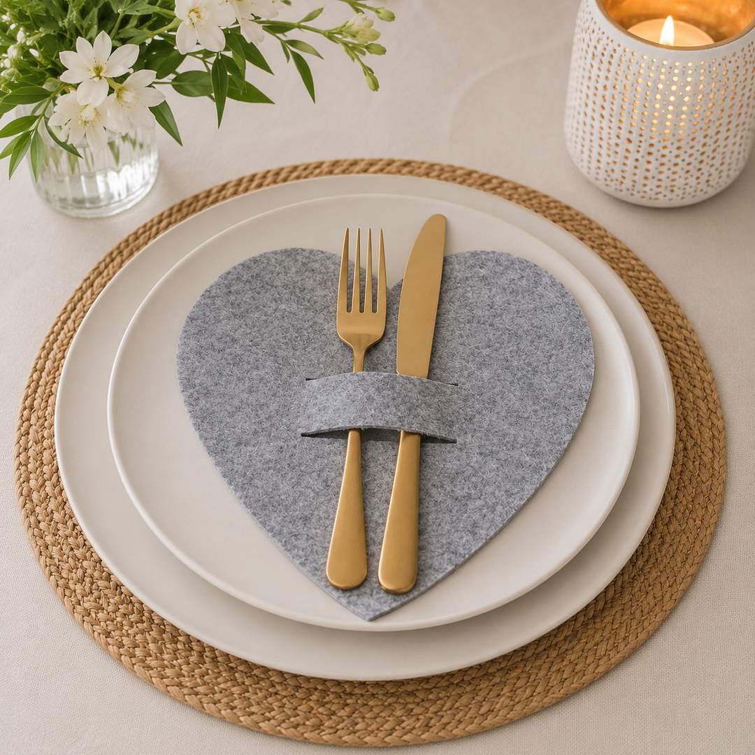 Set di 4 portaposate Hearty grigio scuro
