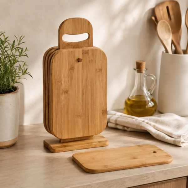 Set di sei taglieri con supporto
