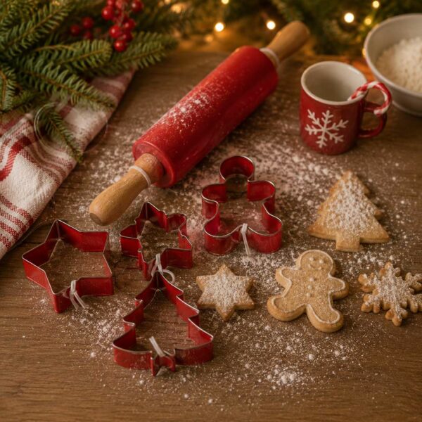Set mattarello e stampi per biscotti Storia di Natale