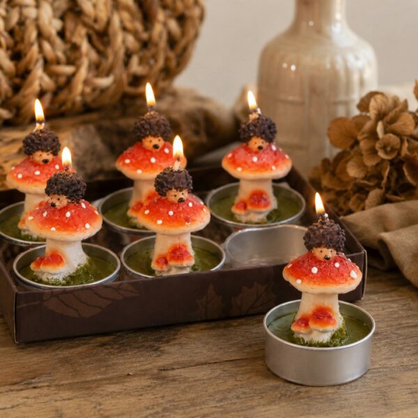6 tealight Funghi e ricci