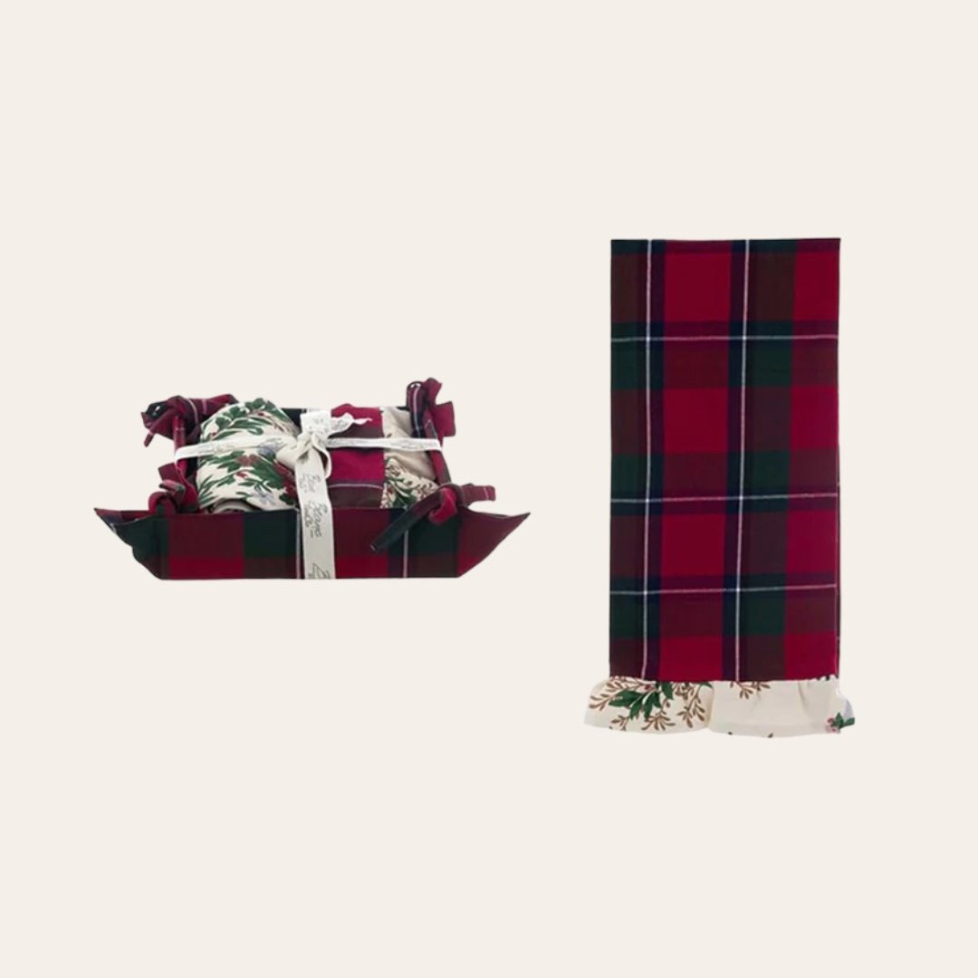 Set due strofinacci e cestino porta pane Tartan - immagine 2