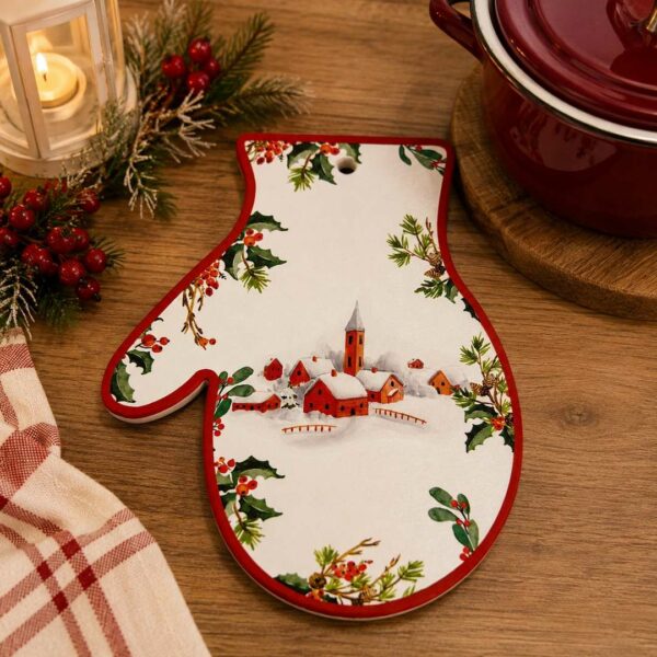Sottopentola guanto in ceramica "villaggio Natale"
