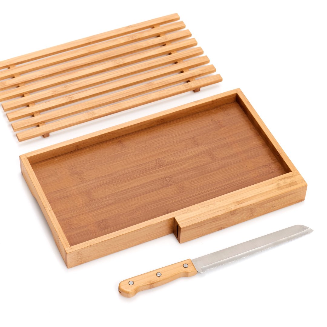 Tagliere per pane in bamboo con coltello - immagine 2