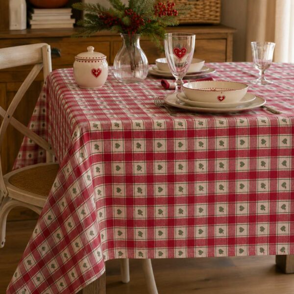 Tovaglia Tartan cuori verdi 320 cm
