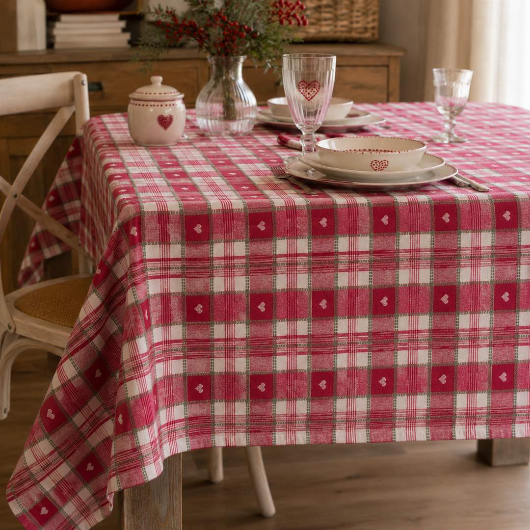 Tovaglia Tartan cuori 320 cm