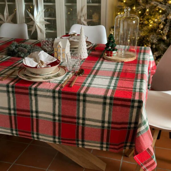 Tovaglia Tartan rosso 180 cm