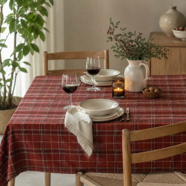 Tovaglia Tartan rosso 270 cm