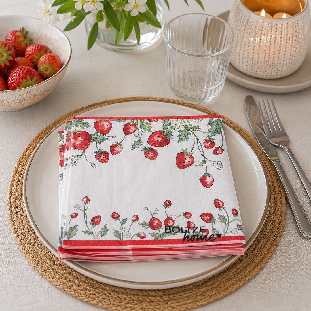 Tovaglioli di carta Fragole con bordo