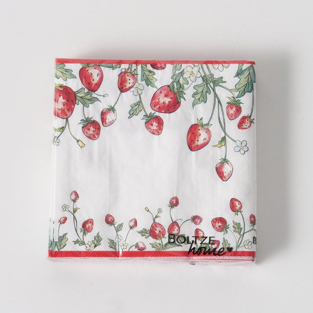 Tovaglioli di carta Fragole con bordo - immagine 2