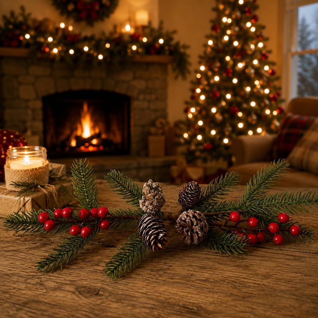 Tris decorazioni natale con bacche