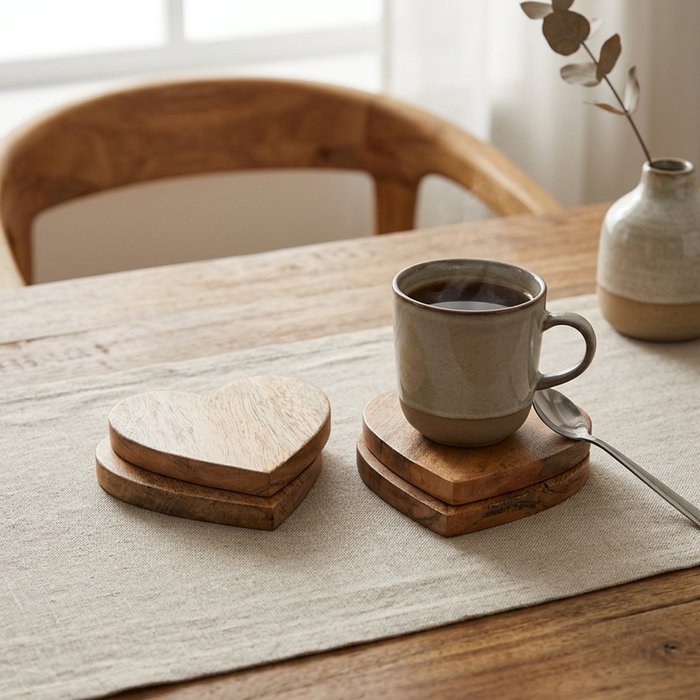 Set 4 sottobicchieri a cuore Lurea - immagine 3