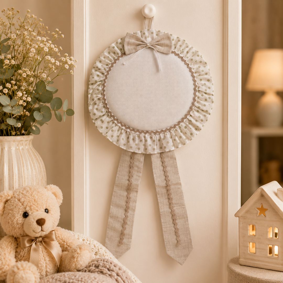 Fiocco nascita palloncini beige