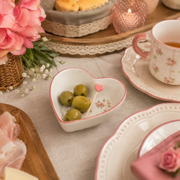 Ciotolina Cuore con rose righe