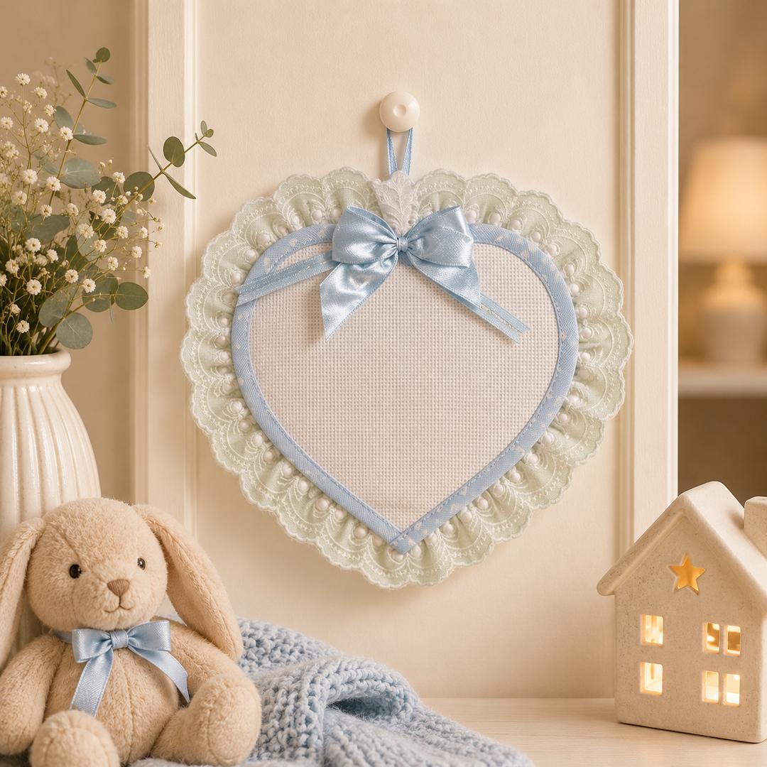 Fiocco nascita cuore azzurro
