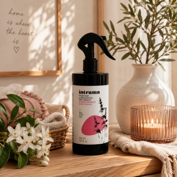 Profumo igienizzante per tessuti Fiori d'arancio e Patchouli