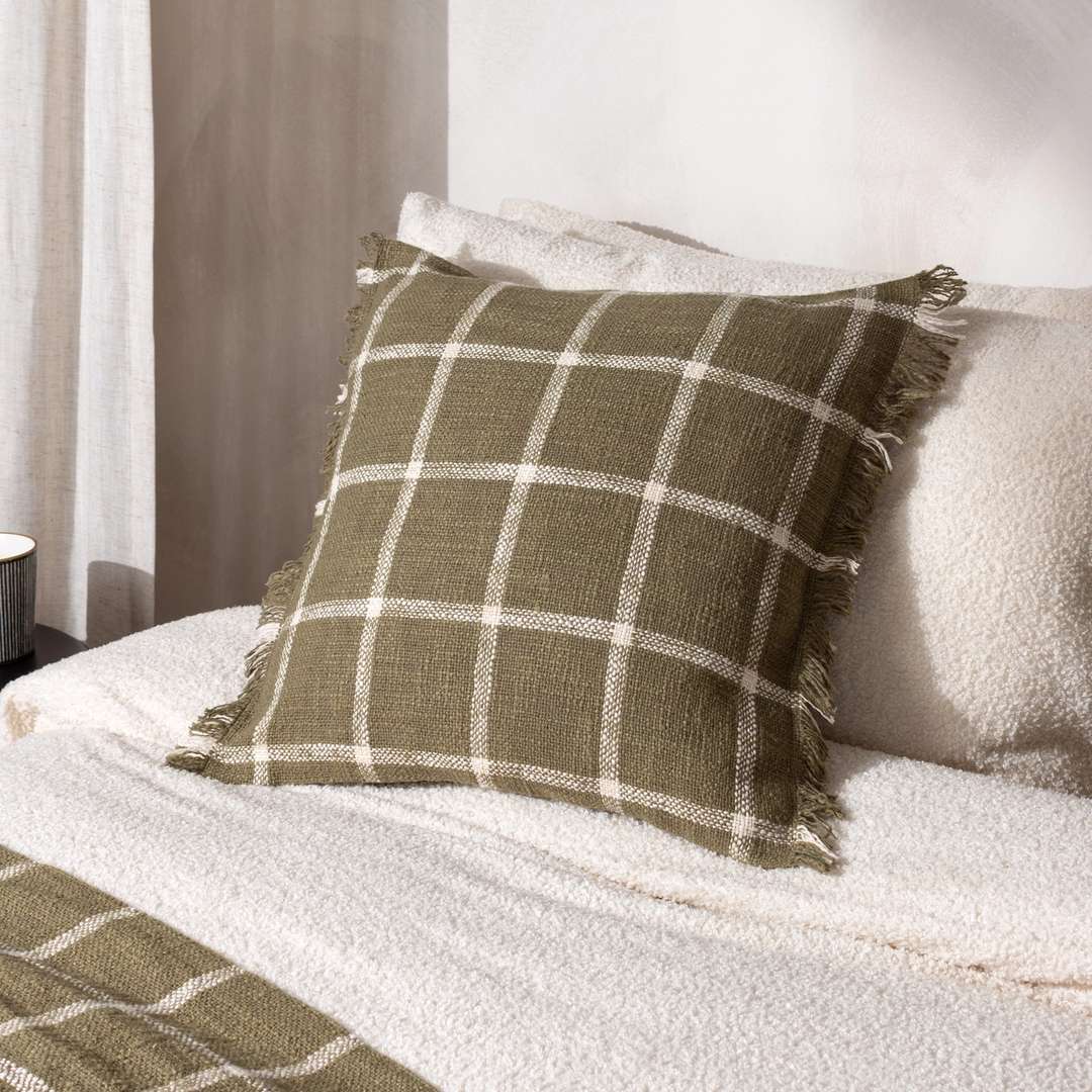 Cuscino Quadri verde oliva