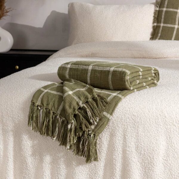 Plaid Quadri verde oliva