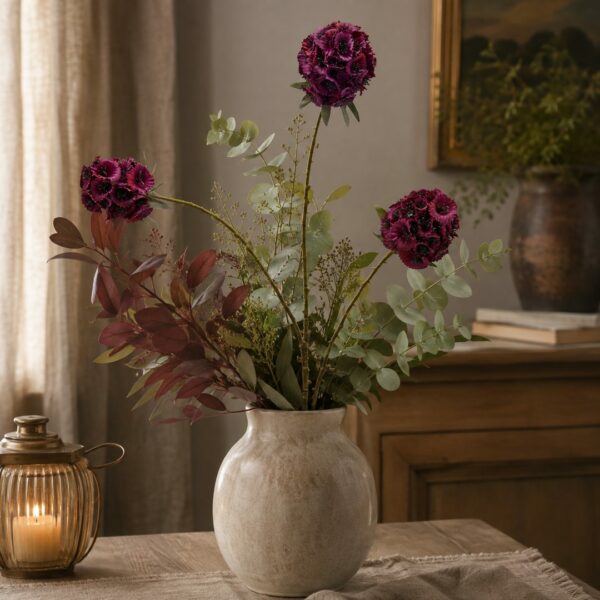 Ramo di scabiosa borgogna 72 cm