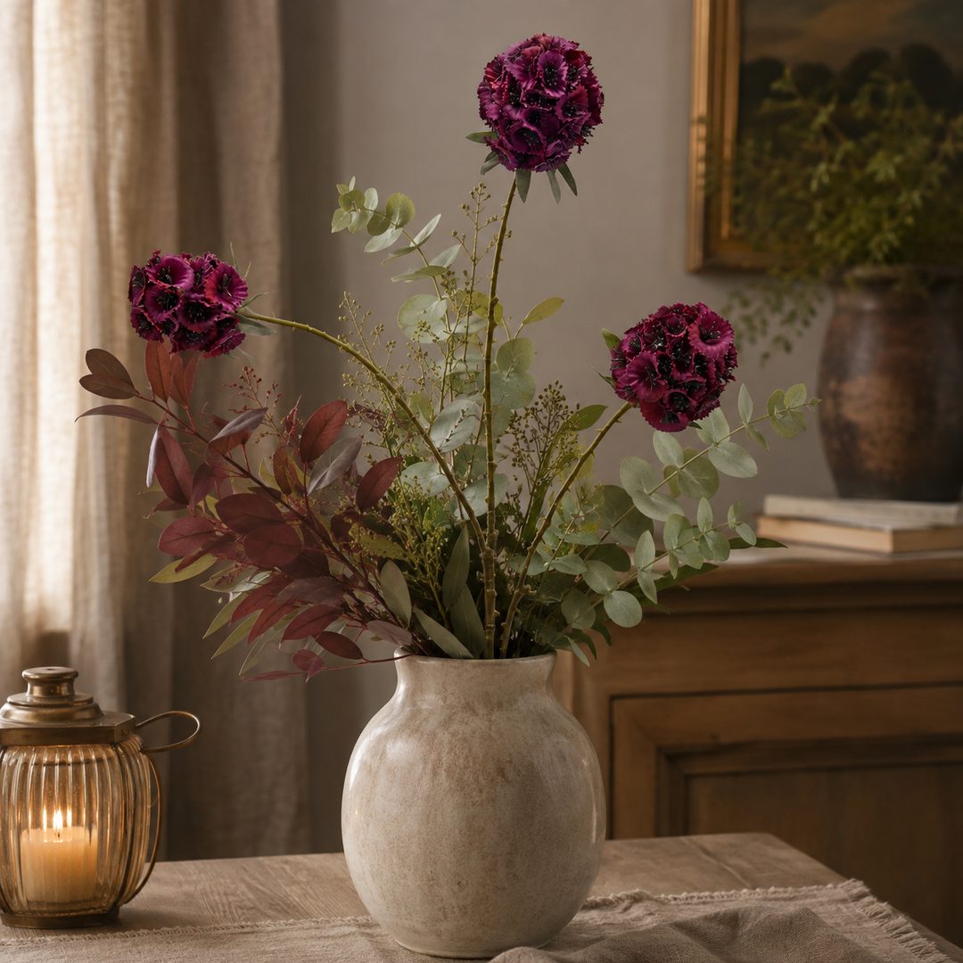 Ramo di scabiosa borgogna 72 cm