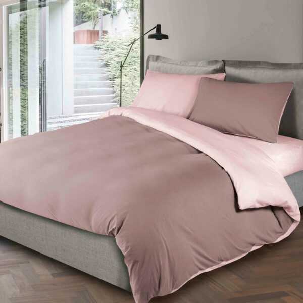 Completo copripiumino matrimoniale Jersey cipria-rosa