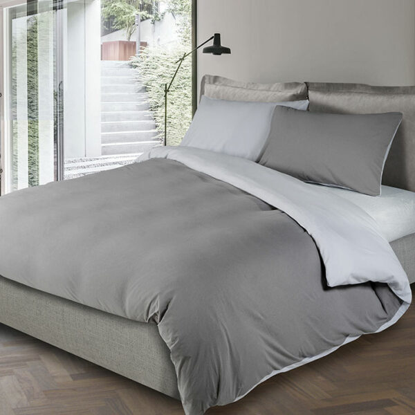 Completo copripiumino matrimoniale Jersey grigio-perla