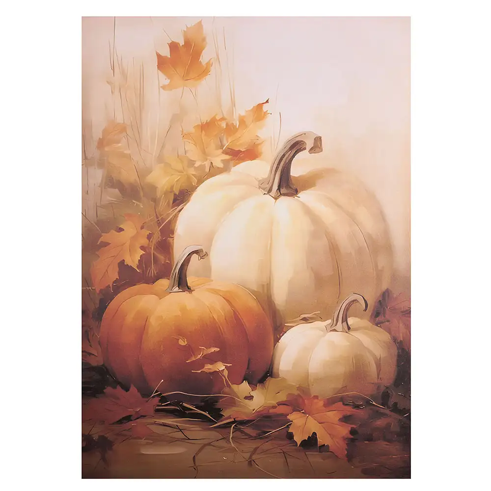 Quadro in canvas zucche e foglie 50x70 cm - immagine 2
