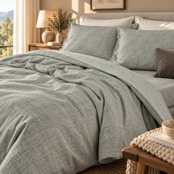 Completo letto matrimoniale caldo cotone Geometrico silver grey