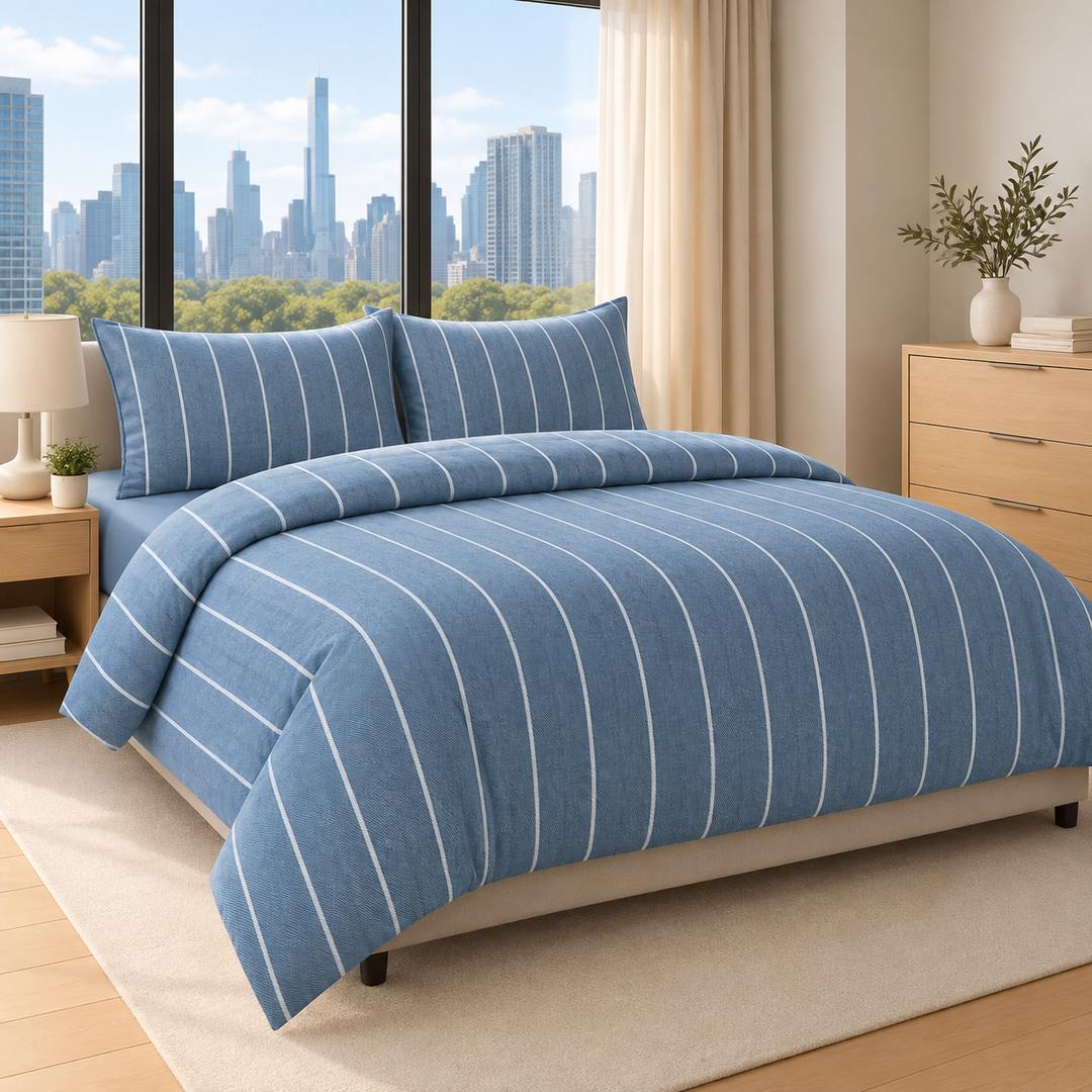 Completo letto matrimoniale caldo cotone Elite denim