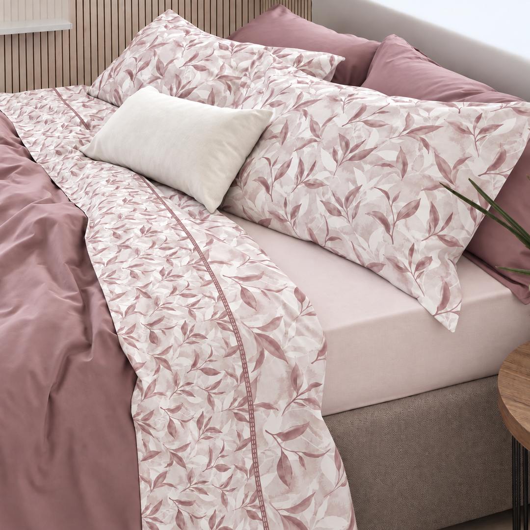Completo letto matrimoniale Flanella Salice malva