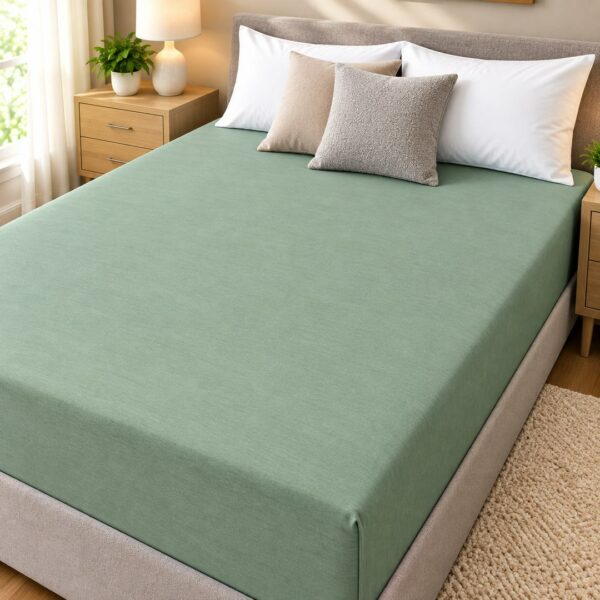Lenzuolo matrimoniale con angoli Jersey verde chiaro