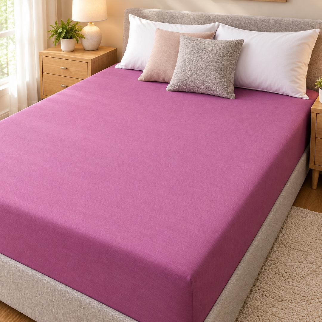 Lenzuolo matrimoniale con angoli Jersey rosa scuro