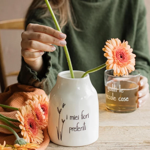 Vaso in gres I miei fiori preferiti 13 cm
