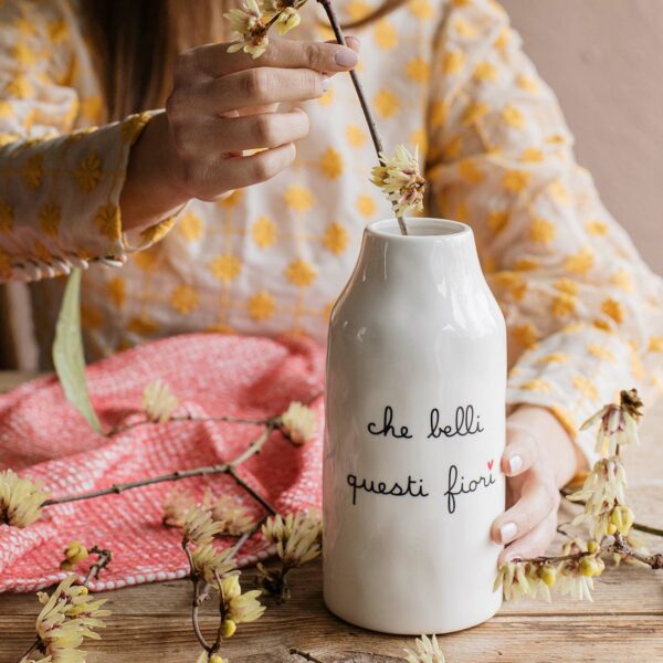 Vaso in gres Che belli questi fiori 19 cm