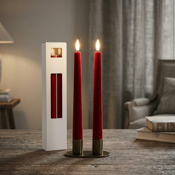 Set due candele a led Velvet rosso