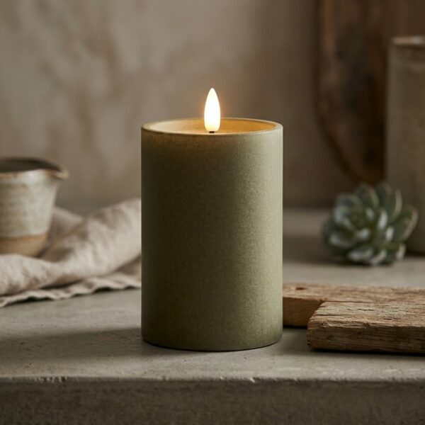 Candela a led Velvet verde 12,5 cm
