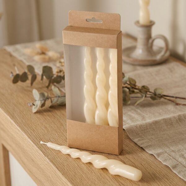 Confezione 4 candele Torchon avorio