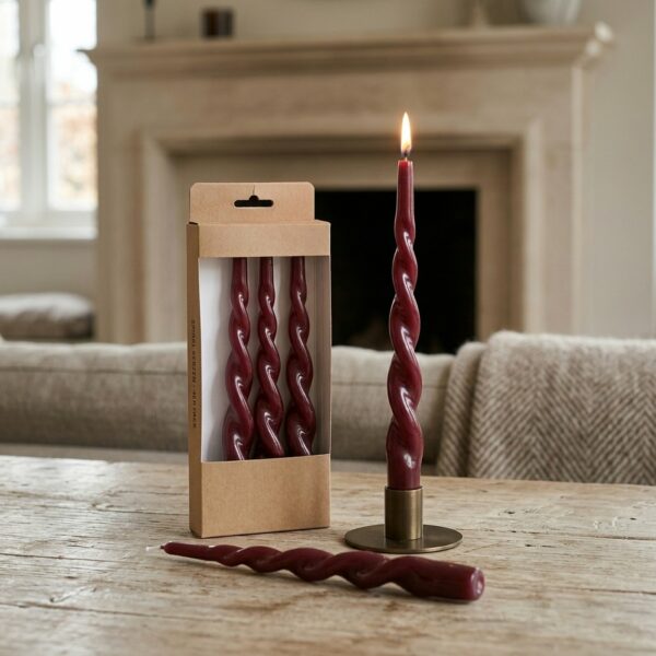 Confezione 4 candele Torchon rosse