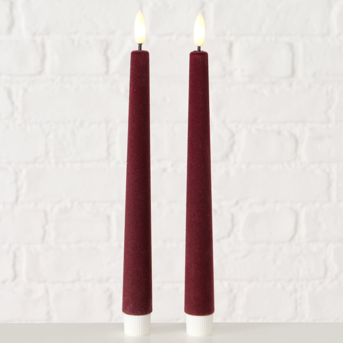 Set due candele a led Velvet bordeaux - immagine 2